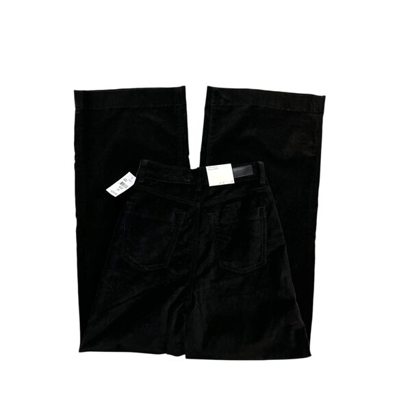 Anthropologie DL1961 Black Velvet Hepburn High Wide Leg Pants Jeans NWT Size 24 - Picture 4 of 5